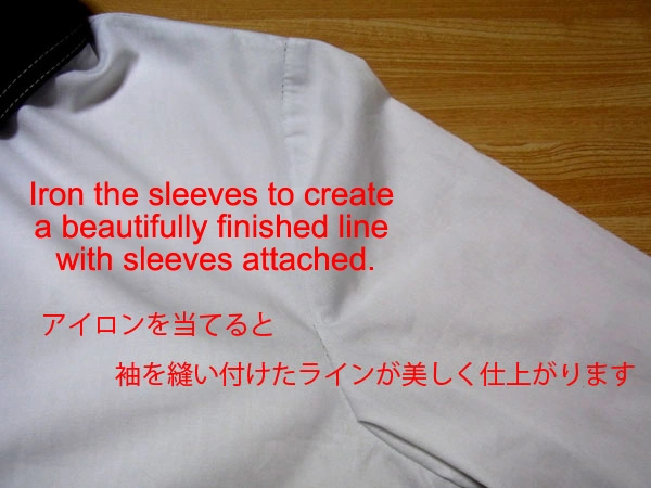 Completed sewing of sleeves neatly attached to the armhole