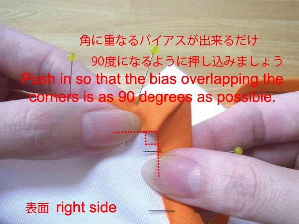 Fasten the back side securely with marking pins