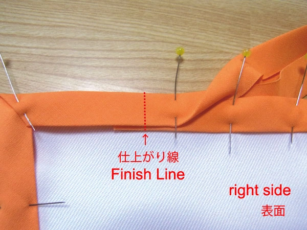 Finish line of the bias tape overlap