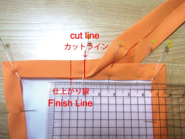 Explaining seam allowance of bias tape using a ruler