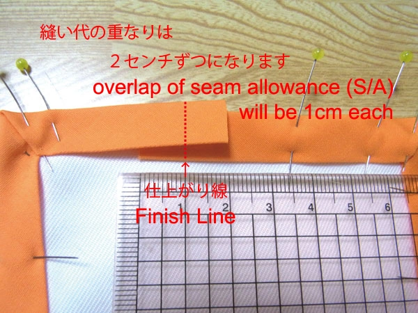 Checking overlapped bias tape after cutting