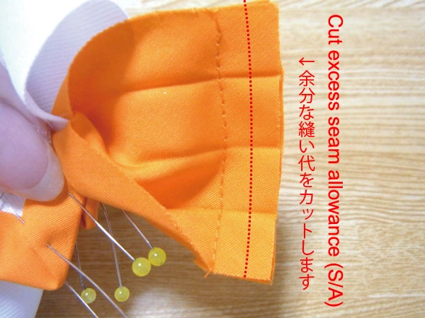 Bias tape sewing in progress