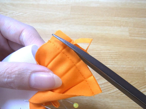 Sewn bias tape showing aligned edges