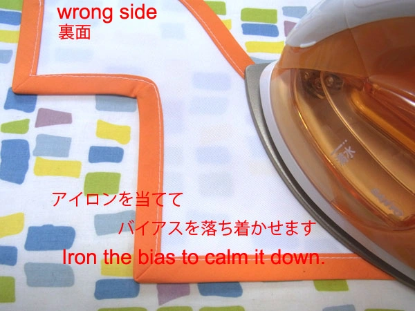 Ironing the reverse side to settle the shape