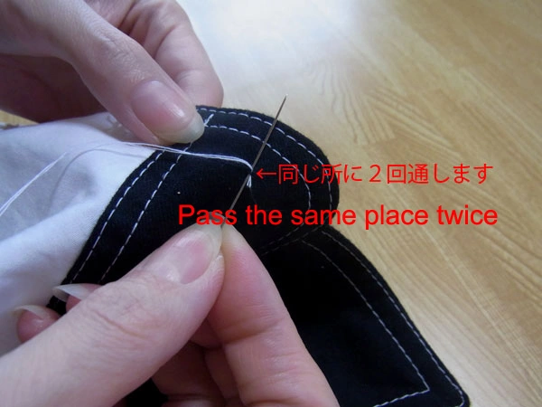 Preparing discarded thread for button sewing