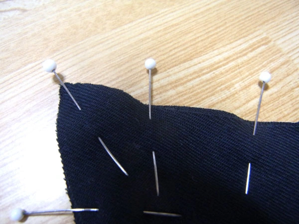 Fabric pinned with 1mm shift