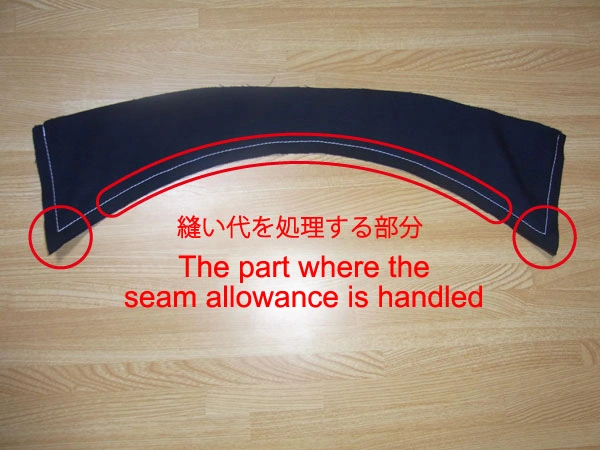 Sewn collar tip before trimming