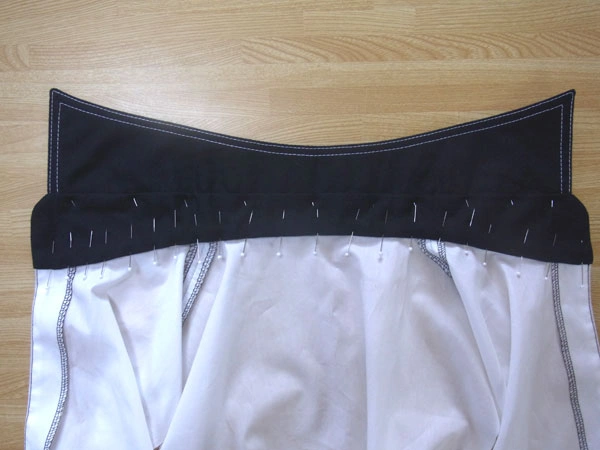 Front side of collar stand after pinning