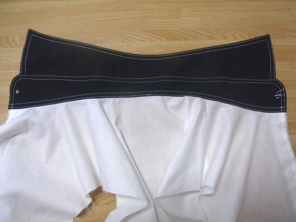 Completed sewing of collar stand