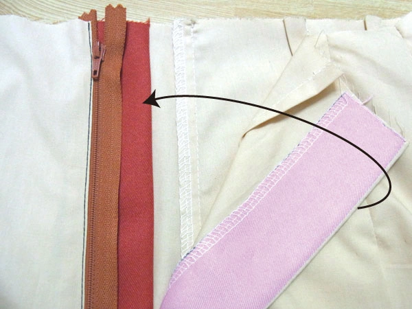 Attach facing to zipper