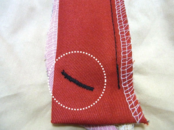 Carefully sew without catching body fabric