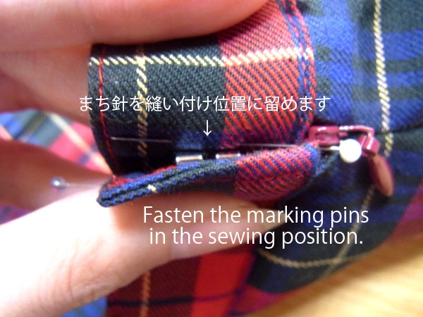 Pinning slightly inside from hook edge