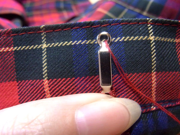 Sewing the opposite side of bar eye