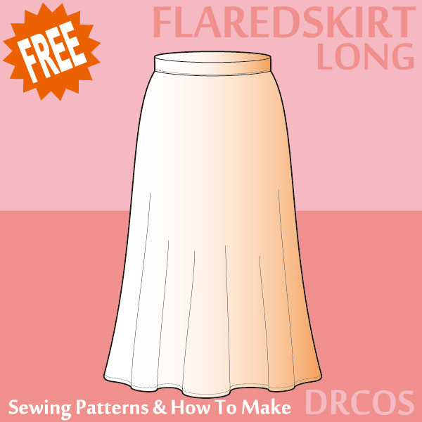 Long flared skirt Free sewing patterns & how to make