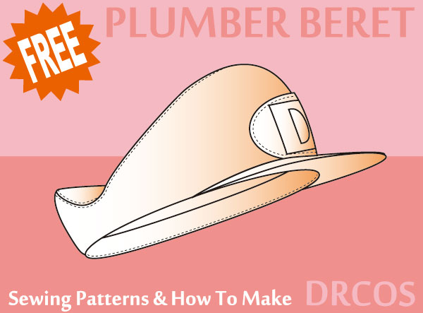 Plumber Beret Super Mario Brothers hat cap Free Sewing Patterns How To Make Cosplay