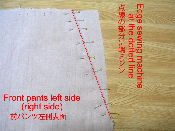 Leaving seam allowance for pocket sides