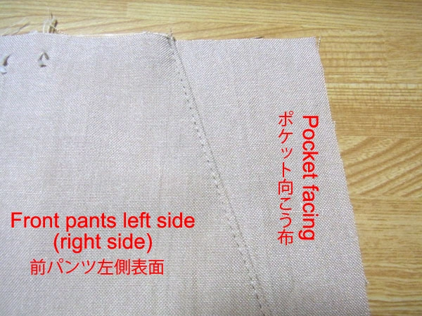 Front view after sewing pocket opening