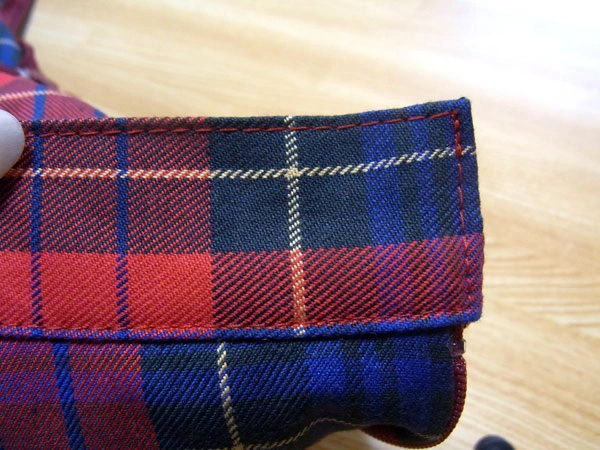 Front side after sewing male snap part