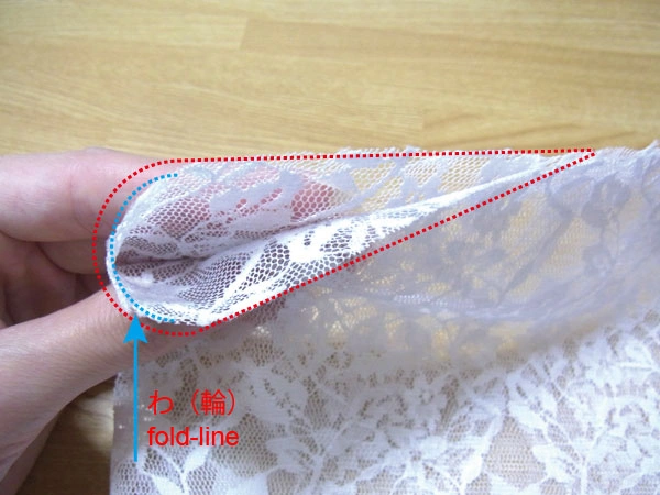 Fold line showing where to align cut on fold