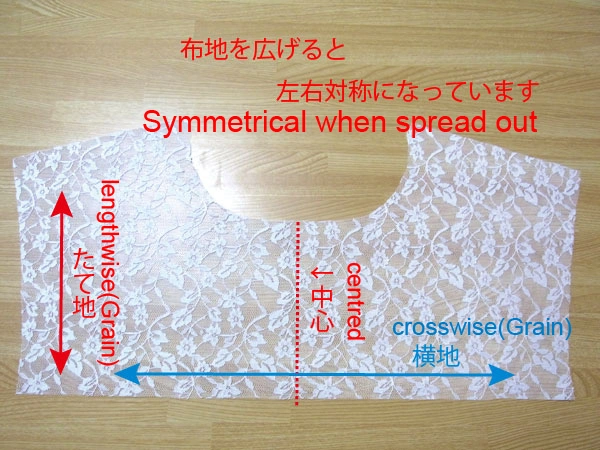 Symmetrical fabric after cutting on fold