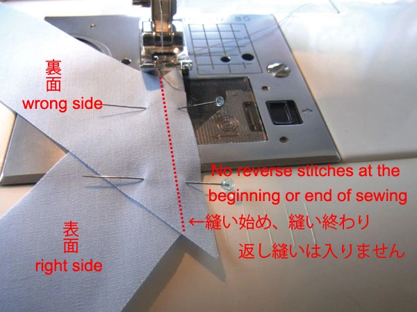 Sewing bias strips together without reverse stitches