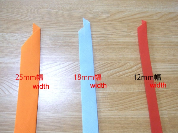 Three sizes of finished single-fold bias tapes