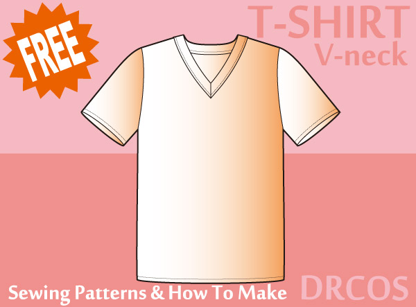 T-shirt 2(V-neck) Free sewing patterns & how to make
