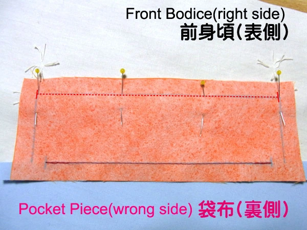 Aligning welt fabric on bodice